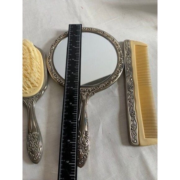 Vintage Vanity Silver Plated Hand mirror brush & comb set - Picture 10 of 16